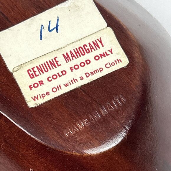 Genuine Mahogany Wood Leaf Shaped Bowl #14 Nut Candy Serving Dish Cold Food 8.5” - Picture 7 of 15